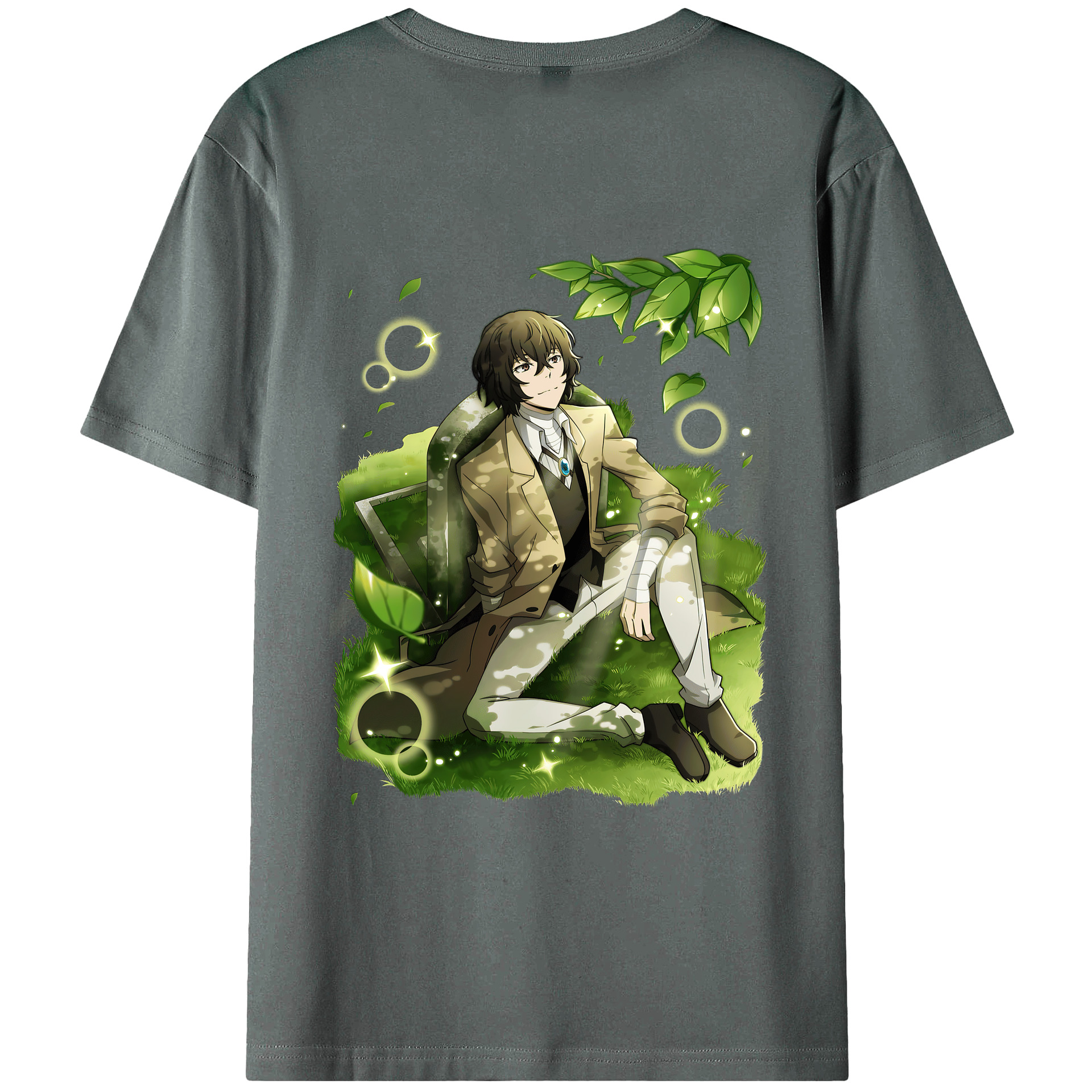 （画像用） 文豪ストレイドッグス Bungo Stray Dogs 綿100％ メンズ半袖Tシャツ（バックプリント） 通気性